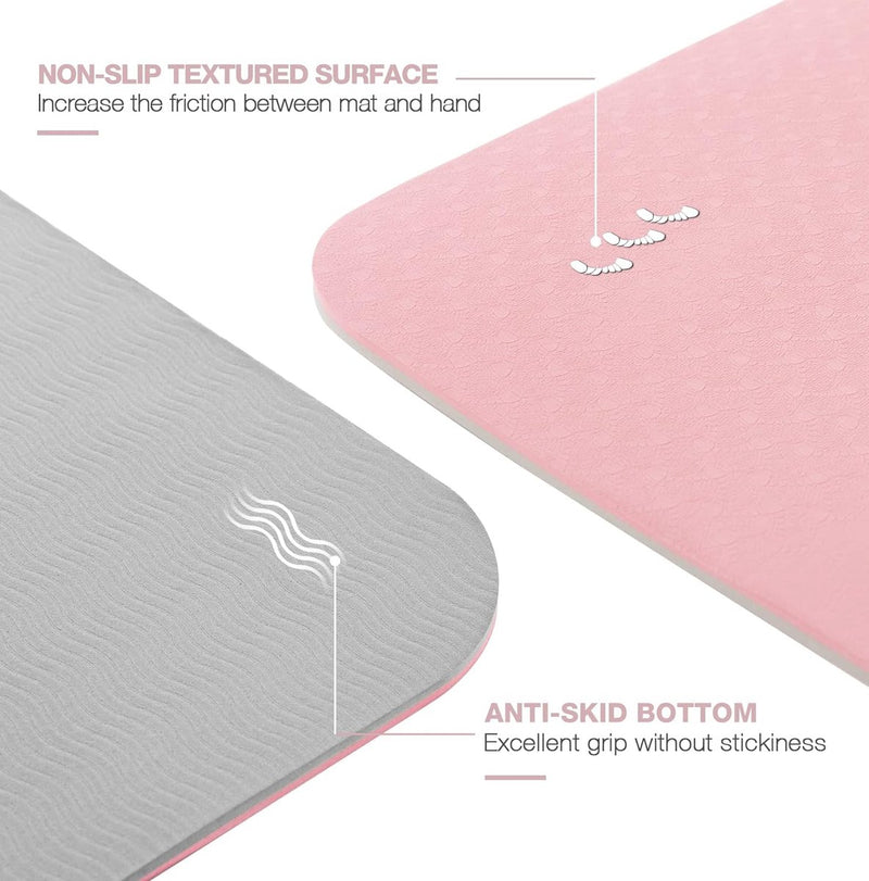 Yogamat antislip gymnastiekmat TPE fitnessmat voor yoga Oefenmat met draagriem sportmat 183 cm x 61 cm x 0,6/0,8 cm