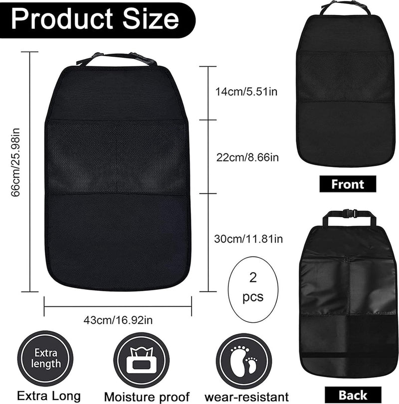 2 stuks autostoel-rugleuningbeschermers, waterdichte achterbankbeschermers voor kinderen, autostoelorganizer voor het bewaren van kinderspullen, kick-matbescherming