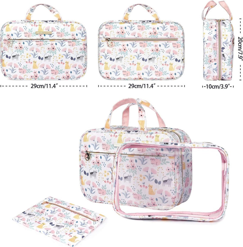 Hangende toilettassen voor dames, Dizdvizd Reistoilettas Grote waterdichte make-uptas Roze-Cat