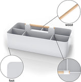 Make-up organizer in grijs, 32 x 15,5 x 8 cm, beauty-cosmetica-opbergdoos met 5 vakken voor het opbergen van make-up, ook ideaal als bureau-organizer of voor keukengerei