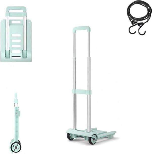 Opvouwbare steekwagen 40kg Heavy Duty multifunctionele draagbare bagagewagen voor bagagereizen Automatisch bewegend kantoor Opvouwbare trolley Groen