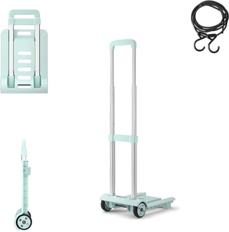 Opvouwbare steekwagen 40kg Heavy Duty multifunctionele draagbare bagagewagen voor bagagereizen Automatisch bewegend kantoor Opvouwbare trolley Groen