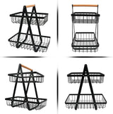 Fruitstandaard 2-laags fruitmand, fruitschaalhouder Metalen fruitmanden Fruitschaal Groenteplank, verwijderbare fruithouder Opslag voor keuken, fruitgroentebroodsnacksmand voor keukenkantoor