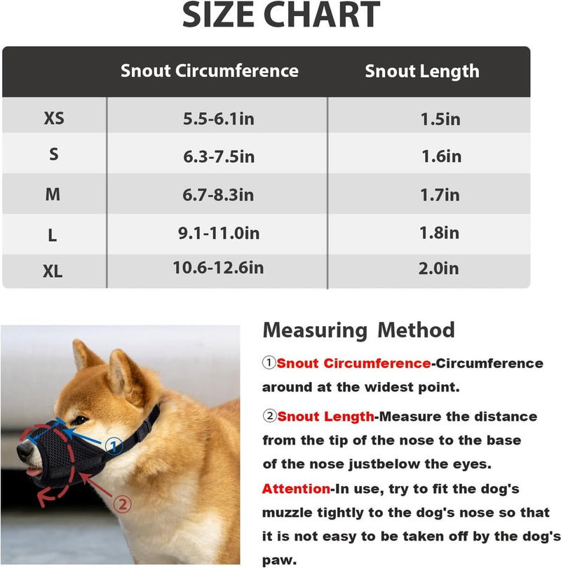 Muilkorf voor honden, verstelbare hondenmuilkorf van ademend mesh-nylon, anti-bijten, anti-blaffen, anti-uitlopend voor kleine, middelgrote en grote honden (S, zwart)