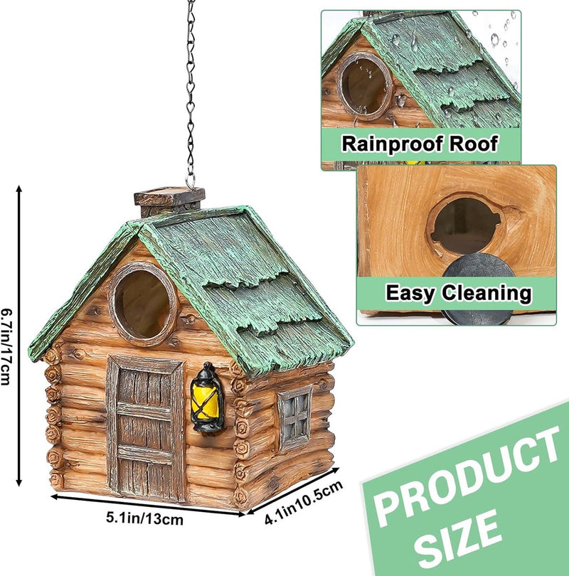 Decoratief vogelhuis, harsachtig vogelhuisje om op te hangen, buiten, vogelnestkast voor hummingbird, mezenkast met 40 mm invliegat, nesthulp, vogelhuisje voor tuin, balkon, terras (A)