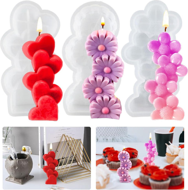 3 stuks hartvormige kaarsvorm, siliconen vorm, bloem, kaarsen, siliconen vorm, 3D hart, siliconen kaarsvorm, hartvorm, bloemen, kaarsvorm, doe-het-zelf hart, kaarsvormen, hart, harsvorm, bloemen,