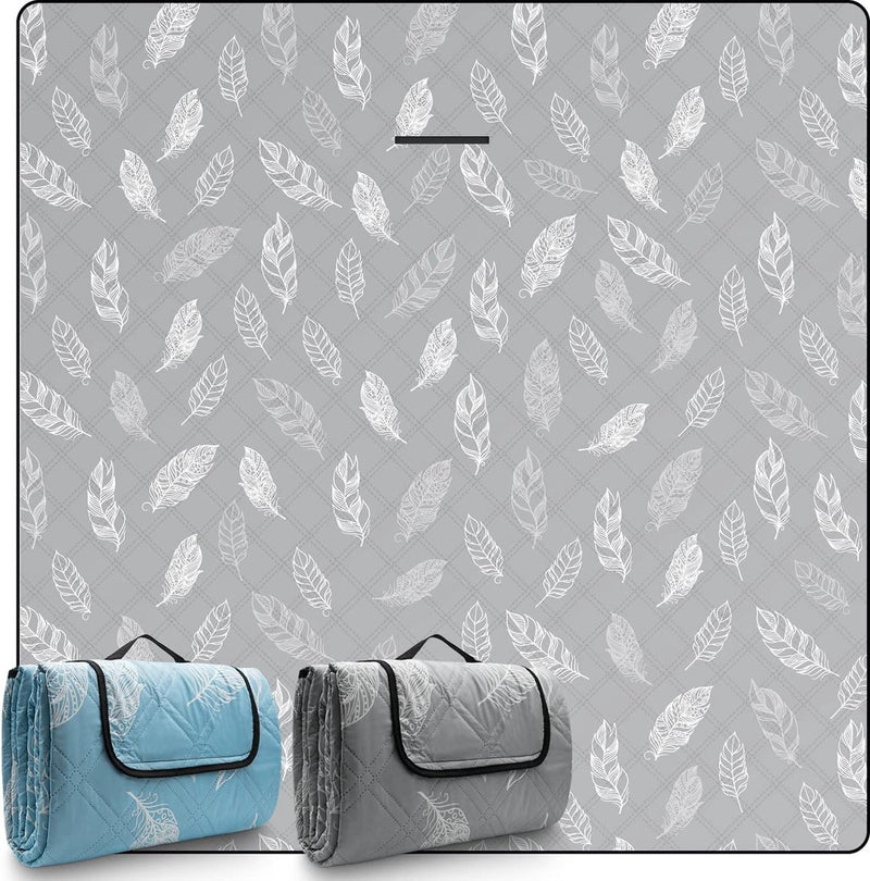 Picknickdeken, waterdicht, wasbaar, stranddeken, zandvrij, XXL, campingdeken, strandmat, geïsoleerd, met waterdichte onderkant, 200 x 200 cm, grijs