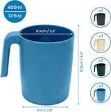 4-delige plastic bekerset - 400 ml onbreekbare herbruikbare plastic bekers met handvat - BPA-vrije bekers voor warme en koude dranken - magnetron- en vaatwasserbestendig - camping