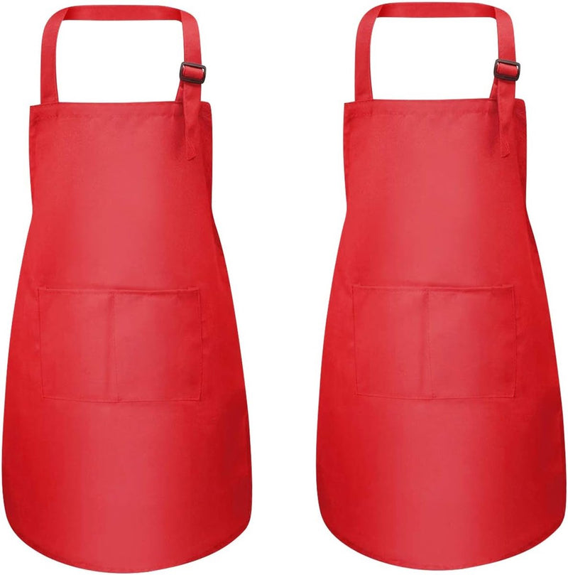 2 stuks kinderschorten met zakken, verstelbaar kookschort voor peuters, voor jongens en meisjes, keukenschort schilderschort, kinderkunstenaarsschort om te knutselen, schilderen, bakken, koken (7-13 jaar)