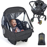 Universele regenhoes voor babyzitje , afdekbare draagopening en luchtgaten, contactvenster, met zak, noodzakelijke bescherming voor baby's of huisdieren (donkergrijs)