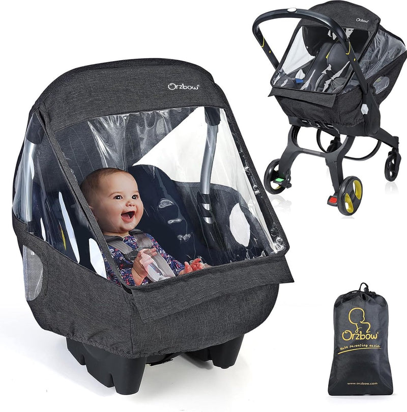 Universele regenhoes voor babyzitje , afdekbare draagopening en luchtgaten, contactvenster, met zak, noodzakelijke bescherming voor baby's of huisdieren (donkergrijs)