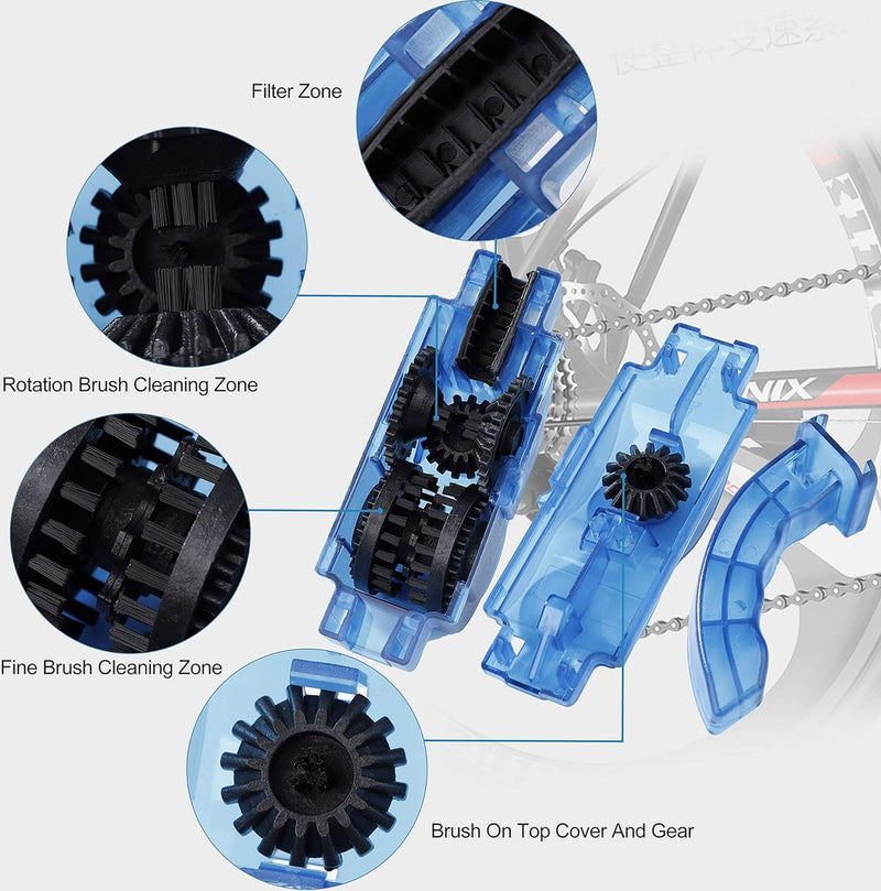 Fietsreinigingsborstel Fietskettingreiniger Kit Reinigingsborstelgereedschap voor fietsketting Crankband Kettingblad Fietsen Hoekvlek Geschikt