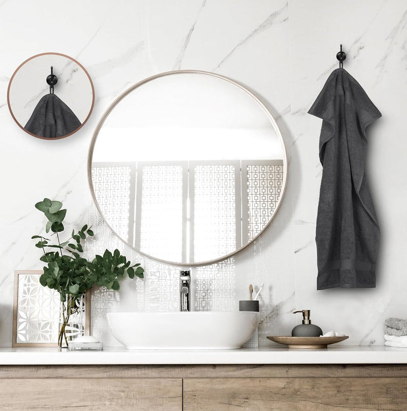 6 stuks badstof handdoeken 50 x 100 cm met ophanglus, medium handdoeken 100% katoen, zachte en absorberende handdoekenset (grijs)