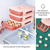 Eierhouder, eieropbergdoos, eierbox met lade, stapelbare eierhouder, automatische eierbox, multifunctionele eierbox voor koelkast, keuken