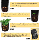 Aardappelkweekzak, 35 x 45 cm, duurzame stof, 10 liter plantenpotten met klep en handvat, 55 liter, 2 stuks