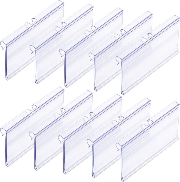 50 stuks etikettenhouders van kunststof, transparant, prijsbordhouder, kunststof rek, etikettenhouder voor draadrekken voor prijsetiketten voor goederenverzachting, 8 cm x 4,2 cm
