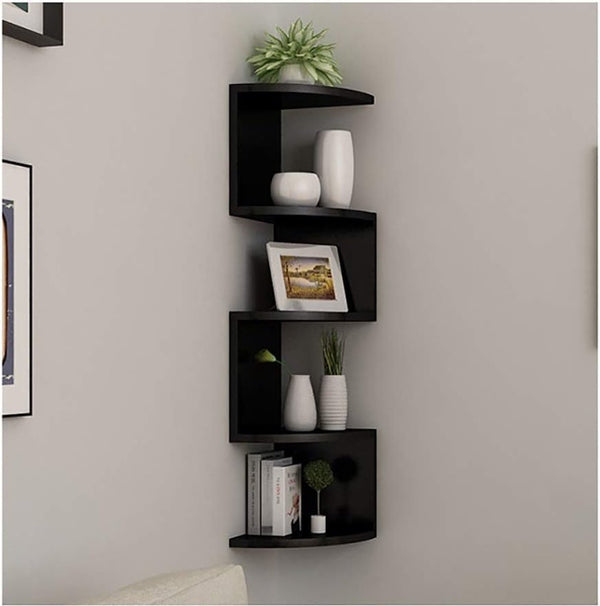 Wandgemonteerde hoekplanken, klassieke radiale hoekwandplank met 5 lagen voor opslag, boekenkast