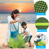 Set van 2 Mesh Bag Zandspeelgoedzak Grote Mesh Strandtas Opvouwbare Herbruikbare Mesh Strandtas Nette Tas voor Strand Waterspeelgoed Familievakantie