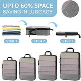Kofferorganizer, set van 7 verpakkingsblokjes compressie kofferorganizer set verpakkingsblokjes compressie, ultralichte reisorganisator verpakkingstassen voor koffers met cosmetische tas, grijs