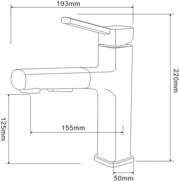 Wastafelkraan met uittrekbare douche, kraan badkamer met 2 waterstraalsoorten, eengreepsmengkraan kraan van verchroomd messing gepolijst voor badkamer wastafel