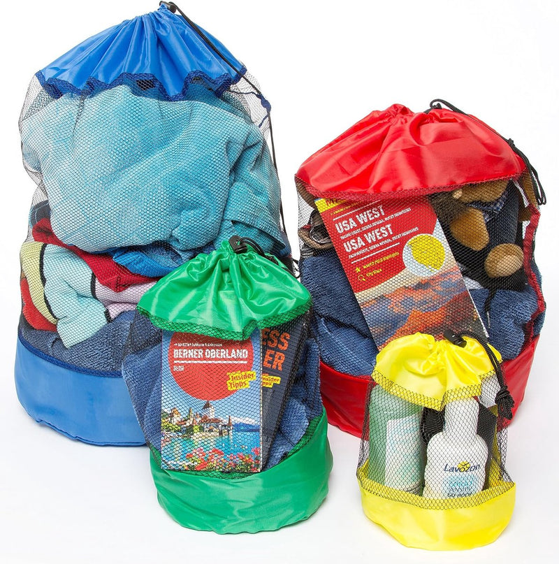 4-delige set netzakken, praktische pakzakken in vier verschillende maten voor sport, vrije tijd, huishouden, outdoor en vakantie