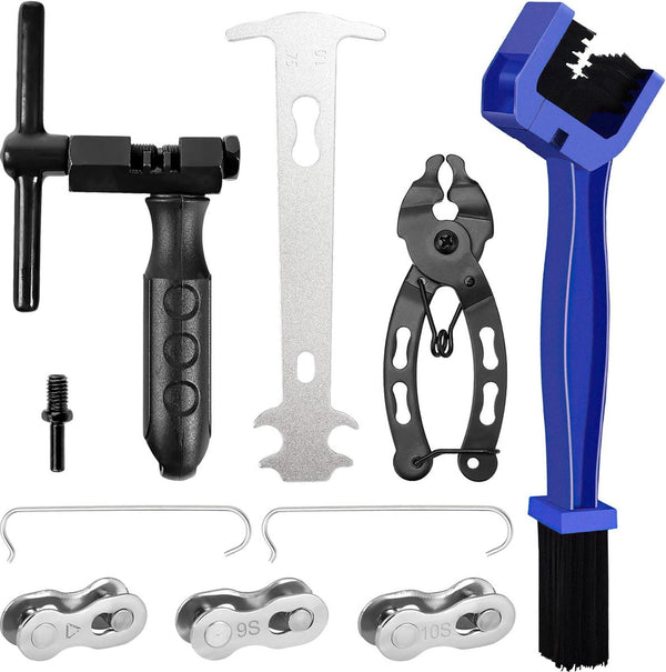 Fietskettinggereedschap, 10 stuks, fietsreparatieset voor 6/7/8/9/10 snelheidsketting, kettingklinknagel, ketting, schakeltang, kettingleuning, fietskettingen, klinknagels voor universele fiets