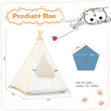 Tipi-tent Hond, Tipi-tent voor huisdieren Hondentent Kattentent Huisdierententen Huizen Huisdier-tipi met kussen Afneembaar en wasbaar Huisdierbed 50 x 50 x 60 cm