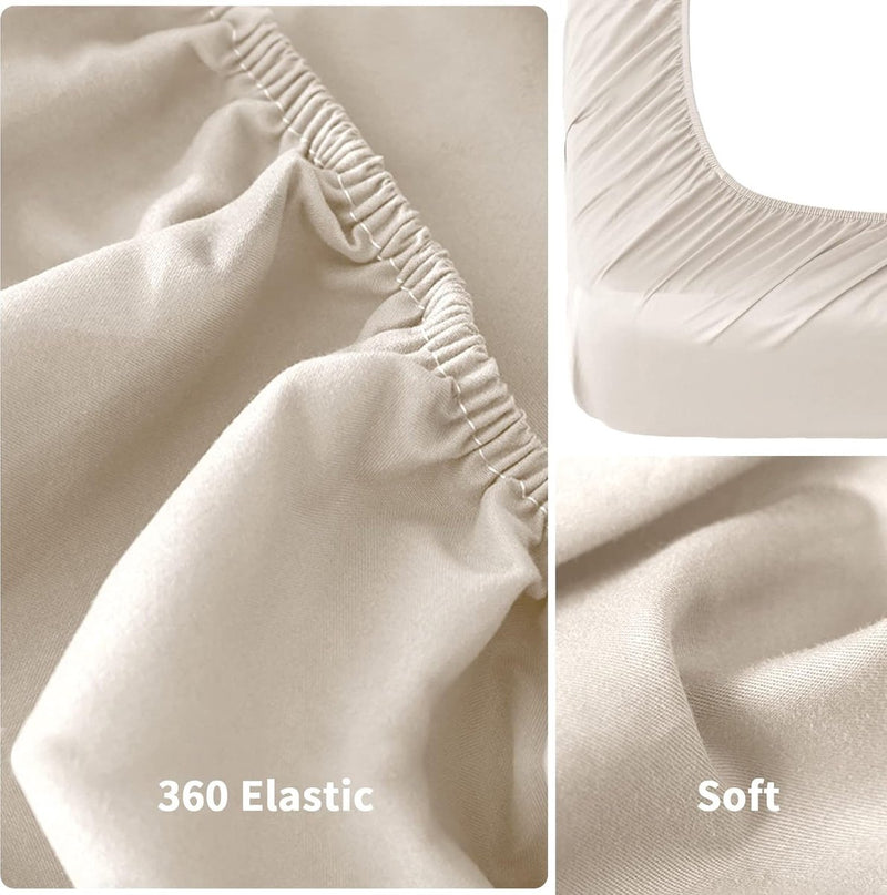 Hoeslaken 120x200x30, microvezel het hele jaar door beige