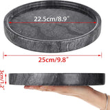 25 cm natuurlijk marmer zwart rond decoratief dienblad voor keuken kaptafel badkamer