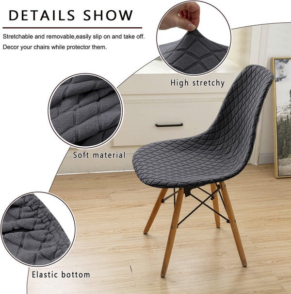 Eetkamerstoelen Covers 2/4/6 stuks, stijl shell eetkamerstoel Mid Century moderne stoel sipcover, gewatteerde dining accent side stoelhoezen (grijs, 4 stuks)