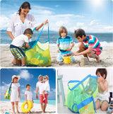 Set van 2 Mesh Bag Zandspeelgoedzak Grote Mesh Strandtas Opvouwbare Herbruikbare Mesh Strandtas Nette Tas voor Strand Waterspeelgoed Familievakantie