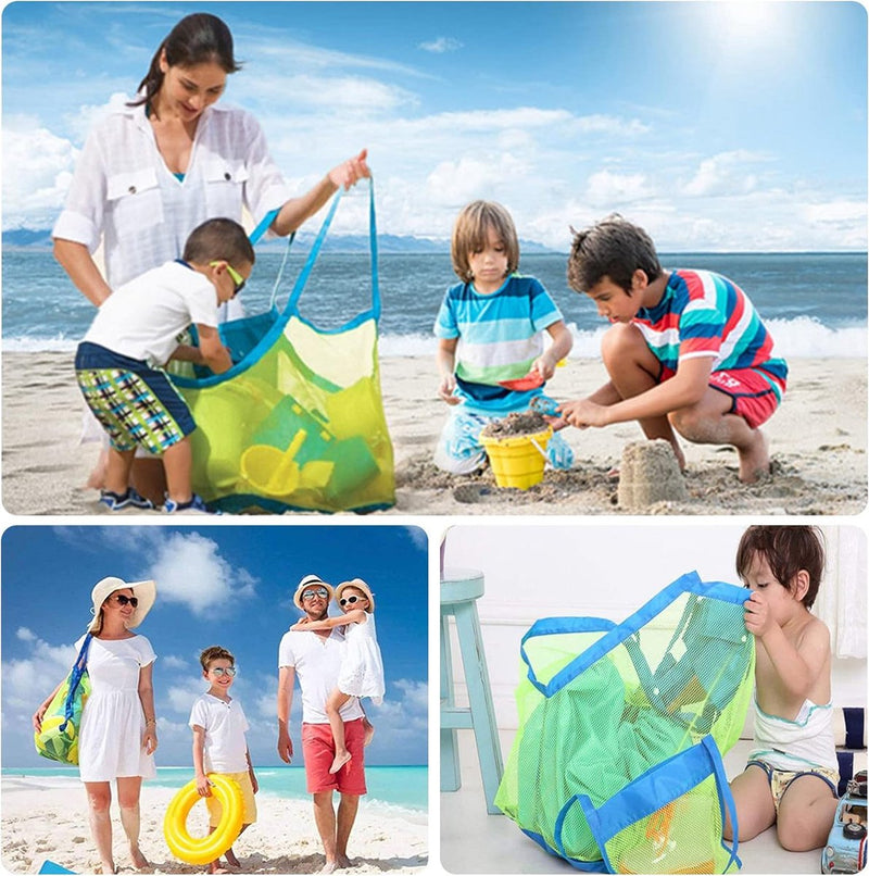 Set van 2 Mesh Bag Zandspeelgoedzak Grote Mesh Strandtas Opvouwbare Herbruikbare Mesh Strandtas Nette Tas voor Strand Waterspeelgoed Familievakantie