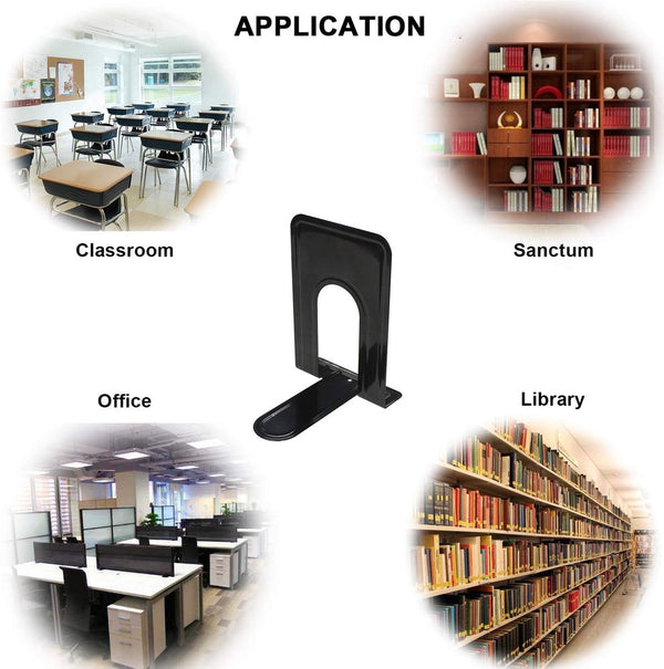 Boekensteunen, boekenhouder, metalen boekensteunen, boekenstandaard, kinderboekenstandaard, boekenplank 4 paar (8 stuks), zwart, 19 x 12 x 15 cm