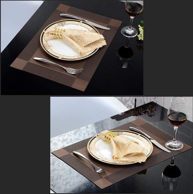 Placemats set van 6 antislip wasbaar PVC scheurbestendig hittebestendig placemats voor thuis restaurant eettafel 45 x 30 cm bruin