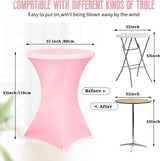 Set van 3 stretch-bartafelhoezen voor bistrotafels, diameter 80-85 cm, elegante versteviging in het voetgedeelte, stretch-covers roze hoezen voor bartafels en bistrotafels (80 x 110 cm, roze).