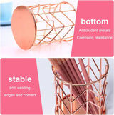 Set van 2 roségouden pennenhouder Mode opengewerkte ijzeren kunst schrijfinstrumentenhouder Make-upborstelhouder Make-upborstelhouder Potloodhouder Metalen pennenhouder Bureau (roze)