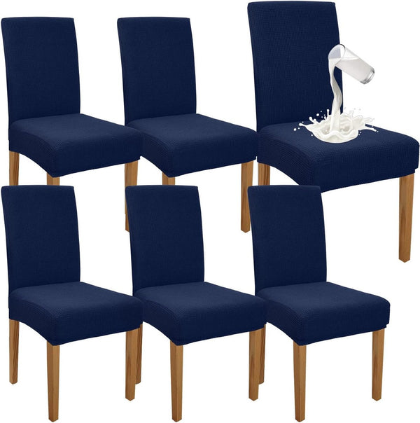 Premium waterdichte stoelhoezen voor eetkamerstoelen, set van 6, elastische hoge achterkant stoelhoezen voor eetkamer, afneembare stoelbescherming voor keuken, feest, hotel (set van 6,