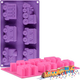 Set van 2 premium siliconen bakvormen/muffinvormen voor muffins, cupcakes, cakes, puddingen, ijsblokjes en gelei - treinauto-bakvorm voor indrukwekkende creaties, hoogwaardige siliconen cakevorm