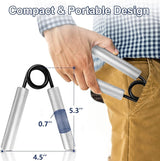 Set van 6 metalen onderarmtrainer 100 LB-350 LB, antislip gripsterktetrainer, handgreeptrainer voor spieropbouw en handrevalidatieoefeningen, zilver