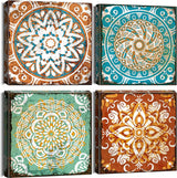 4-delige canvasafbeeldingen met houten lijst, canvasafbeeldingen 30 x 30 cm, moderne muurafbeeldingen, kunstdruk, wanddecoratie voor woonkamer, slaapkamer, huis, kantoor, eetkamer (Mandala)