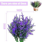 Kunstbloemen, 9 boeketten kunstbloemen zoals echte lavendel, kunststof nepbloemendecoratie, kunststof uv-bestendig, voor outdoor indoor balkon, tuin, grafdecoratie.
