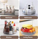 Roterende make-up organizer voor kaptafel, roterende cosmetische opslag (1 laag, rookgrijs)