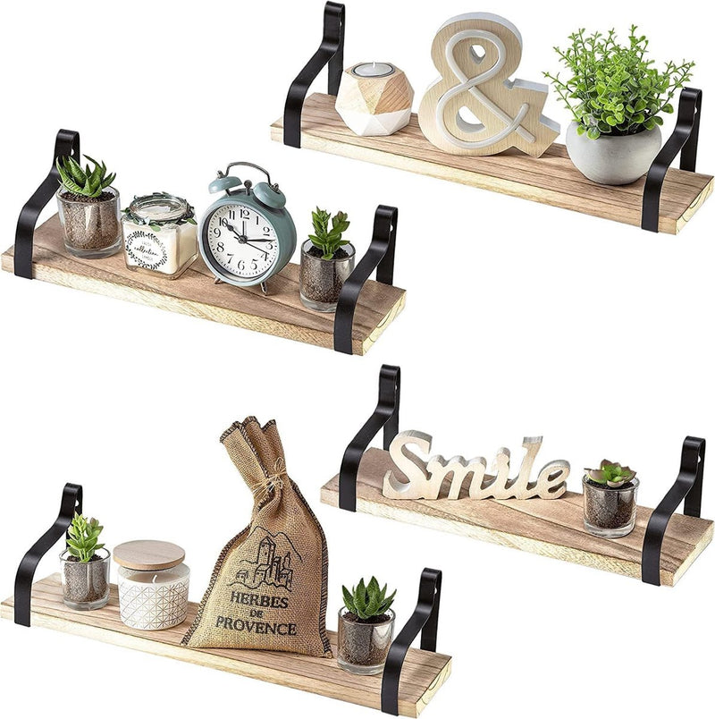 Nature Supplies Set van 4 rustieke zwevende planken Planken voor muren Wandplank Houten planken & planken Wandplank Houten plank Muur voor woonkamer, badkamer, keuken Wandplank