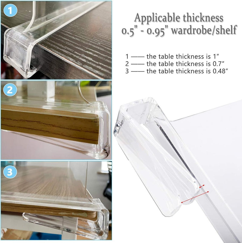 Set van 8 acryl plankverdelers voor kasten, transparante plankverdelers, kasten, plankopslag en organisatie, geen boren, houten plankverdelers