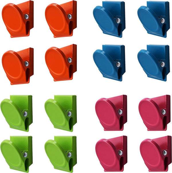 16 stuks veelkleurige magnetische metalen klemmen, koelkast whiteboard muur magnetische memo opmerking clip