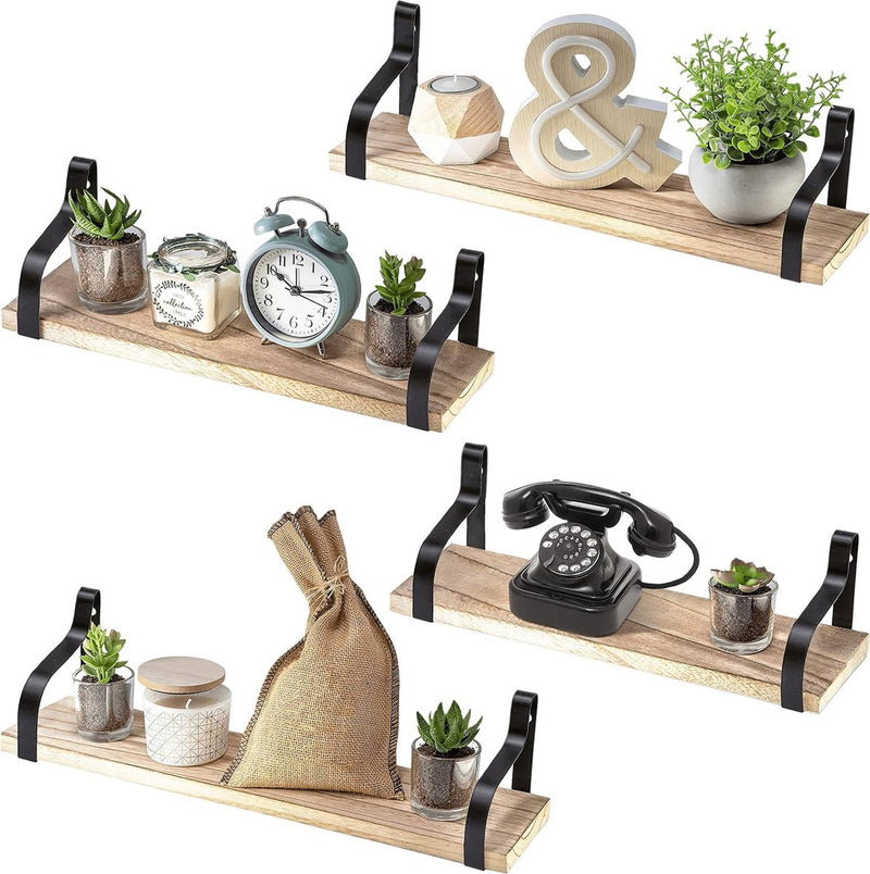 Nature Supplies Set van 4 rustieke zwevende planken Planken voor muren Wandplank Houten planken & planken Wandplank Houten plank Muur voor woonkamer, badkamer, keuken Wandplank
