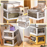 28 liter opslagcontainers met deksels, 2 pakken grote plastic stapelbare speelgoedopslagcontainers Box Organizer, opvouwbare opslagcontainers Bakken met wielen