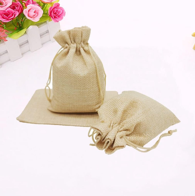 30 stuks linnen jutezakken met trekkoord, jute geschenkzakjes, jute zakjes, 10x14cm, voor bruiloftsfeest, Kerstmis en doe-het-zelf knutselen