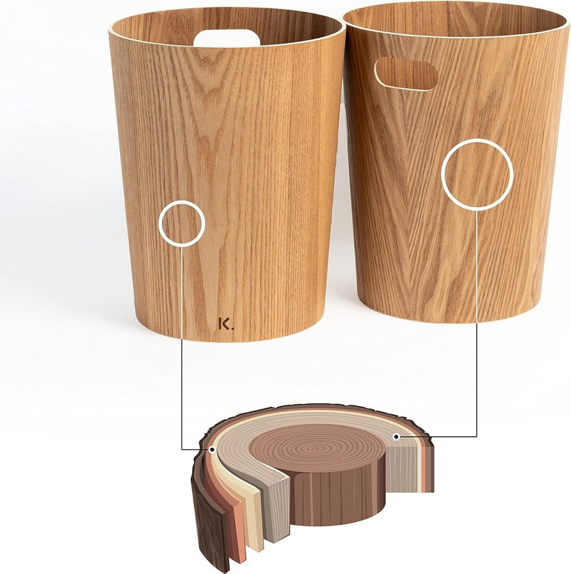 Prullenbak van echt hout Börje | Moderne houten vuilnisemmer voor kantoor, kinderkamer, slaapkamer enz. | essenhout