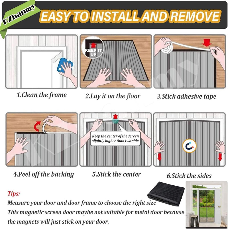 Magnetisch vliegengaas voor deur, insectenwerend, magnetisch muggennet, automatisch gesloten, anti-muggengordijn voor balkon- en terrasdeur, zwart A, 70 x 200 cm